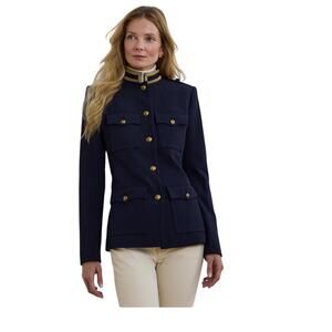 Lauren Ralph Lauren navy metallic gold  military blazer size 10